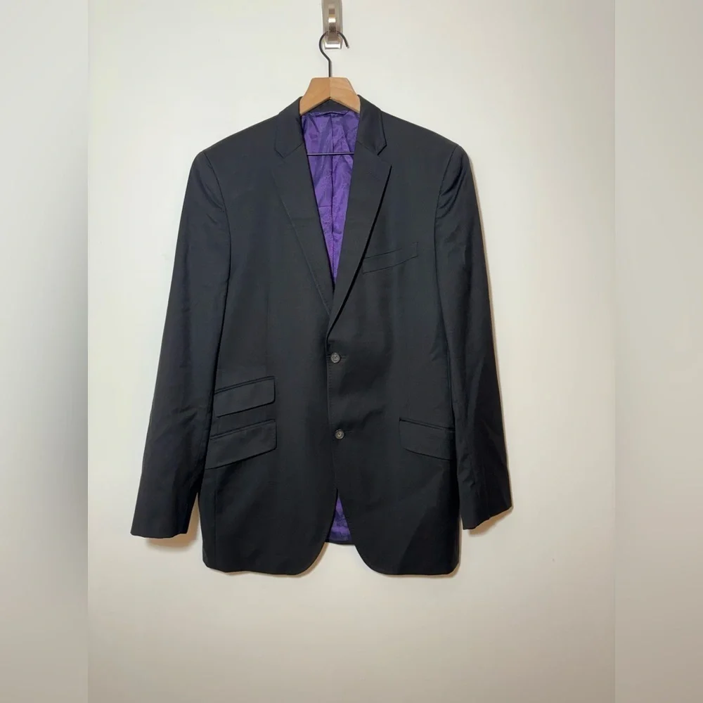 Ted Baker Sport Coat Mens 42 Black Purple Endurance Wool Liner Jacket Blazer